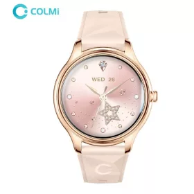   Colmi L28 okosóra szilikon + fém szíjjal, 1,32" AMOLED kijelző, bluetooth hívás, IP67 vízállóság, rose gold / bézs, rose gold