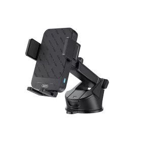   Szélvédőre / műszerfalra helyezhető autós tartó wireless töltővel, 15W, fekete, XO-WX043